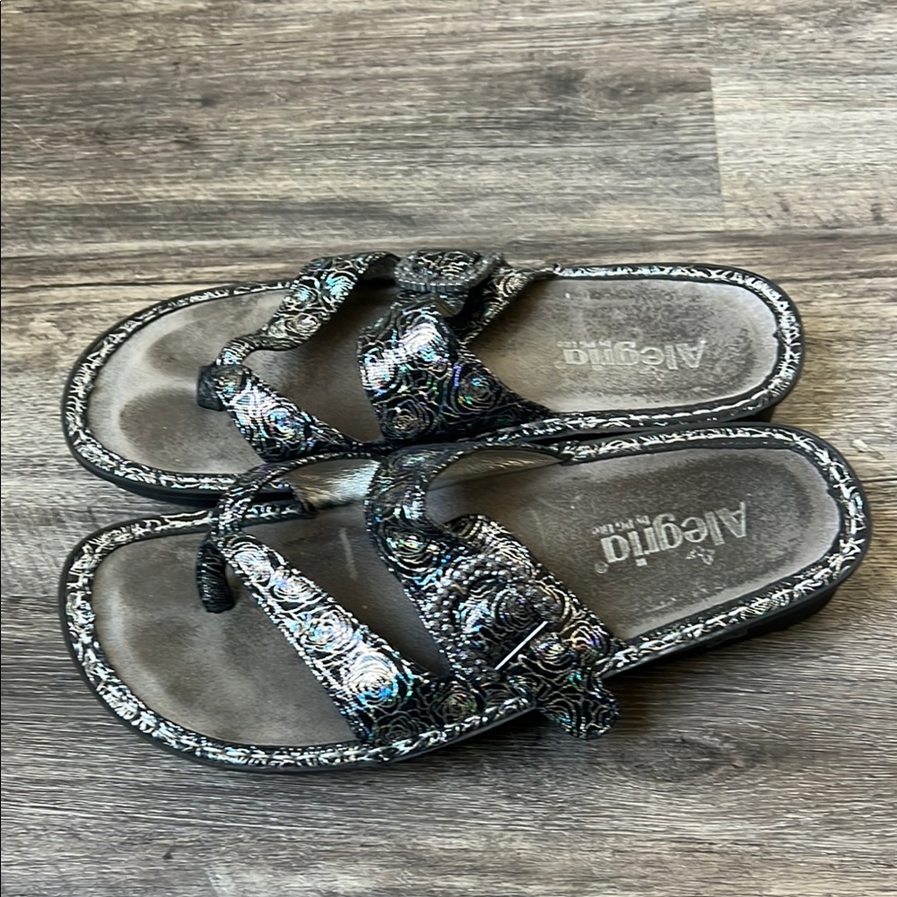 ALEGRIA VALENTINA SLIP ON SLIDE ADJUSTABLE STRAP SANDAL SHOE - WOMENS Sz 10 *